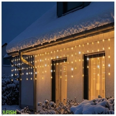 dekorációs termékek home kkf300d5m led-es sziporkázó fényfüggöny, 300 db melegfehér dot led, átlátszó vezeték, hálózati adapter, kül- és beltéri kivitel