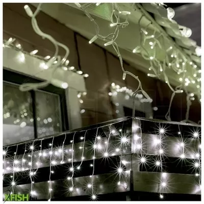 Dekorációs termékek home kkf 608/wh led-es fényfüggöny, 20 M / 600 db hidegfehér led, 8 fényprogram, fehér vezeték, hálózati adapter, kül- és beltéri kivitel