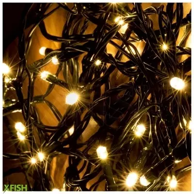 Dekorációs termékek home kkl 200f/ww led-es sziporkázó fényfüzér, 20 M / 200 db sziporkázó melegfehér led, zöld vezeték, hálózati adapter, kül- és beltéri kivitel