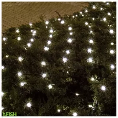 Dekorációs termékek home kln 160c/wh led-es háló, 2x1,5 M / 160 db hidegfehér led, zöld vezeték, állófényű, hálózati adapter, kül- és beltéri kivitel