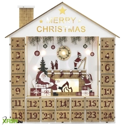 Home klw24 led-es adventi naptár, 10 db melegfehér led, fa és műanyag, elemes tápellátás, beltéri kivitel