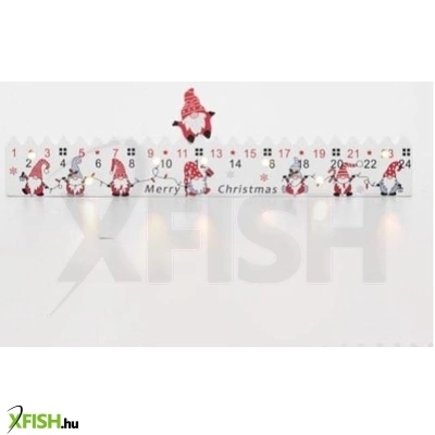 Home klw25 led-es adventi naptár, 7db LED világítás, fa alapanyag, elemes tápellátás, beltéri kivitel