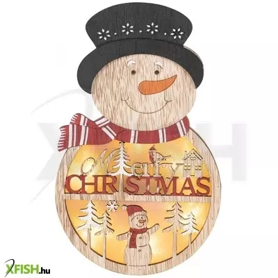 Dekorációs termékek home klw 21 S ajtódísz, ablakdísz, fa, hóember forma, 4 db led, lézervágott, kapcsolható