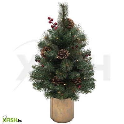 Dekorációs termékek home kmf60bled elemes műfenyő tobozokkal, led-ekkel, 60cm magas, 30db melegfehér led, 8 program, 2d tűlevelek, elemes tápellátás, beltéri kivitel