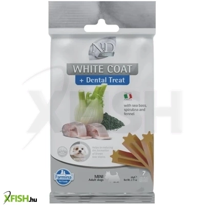 N d White Dog Dental Jutalomfalat Sea Bass Fennel Rice Spirulina Adult Mini 60g