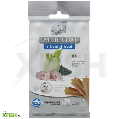 n d white dog dental jutalomfalat sea bass fennel rice spirulina adult med max 100g