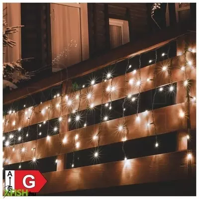 Dekorációs termékek home ksf 200/ww led-es fényfüggöny, 4 M / 200 db melegfehér led, állófényű, fekete vezeték, sorolható, kül- és beltéri kivitel