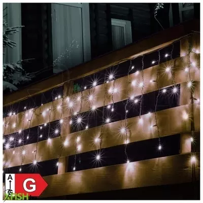 Dekorációs termékek home ksf 50f/wh led-es fényfüggöny, 3 M / 38 db hidegfehér és 12 db hidegfehér villogó led, fekete vezeték, sorolható, kül- és beltéri kivitel