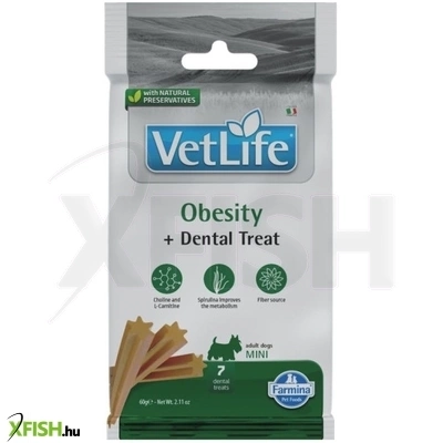 Vet Life Natural Diet Dog Jutalomfalat Obesity Adult Mini 60g