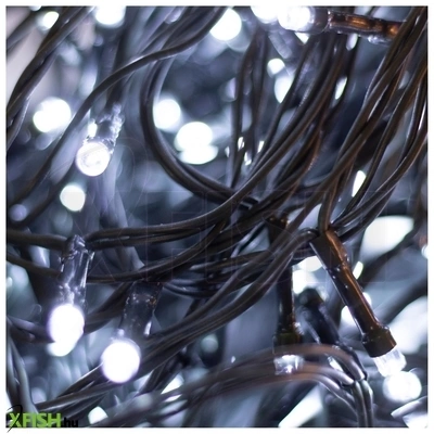 Dekorációs termékek home led248wh LED fényfüzér, 240db hidegfehér led, 23,9m hosszúságú, 8 program időzítővel, zöld vezeték, adapteres tápellátás, kül- és beltéri kivitel