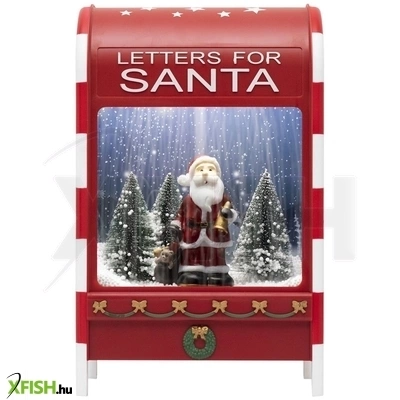 Dekorációs termékek home lfs400 zenélő, havazó postaláda, 4db hidegfehér smd led, műanyag, 8 karácsonyi dal, elemes tápellátás, beltéri kivitel