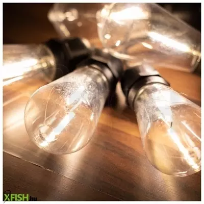 Home lpl 10 papaya filament led-es fényfüzér, 4,5 M / 10 db melegfehér filament led, víztiszta búra, sorolható, fekete gumivezeték, adapter, kül- és beltéri kivitel