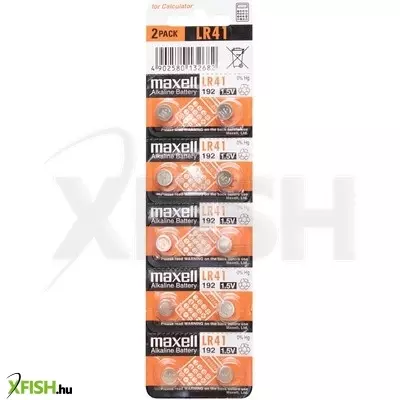 Maxell lr41 gombelem, alkáli, lr41, 1,5v, 10 db/csomag