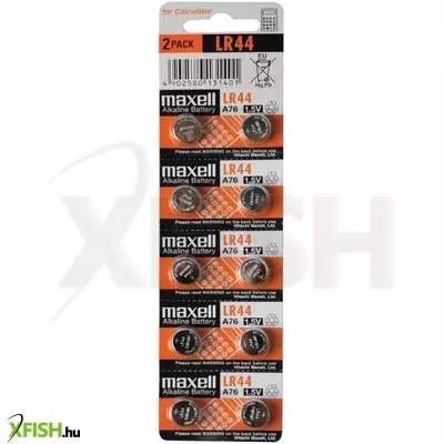 Maxell lr44 gombelem, alkáli, lr44, 1,5v, 10 db/csomag
