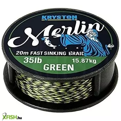 Kryston Merlin Fast Sinking Supple Braid Fonott Előkezsinór 25Lbs 20M Zöld