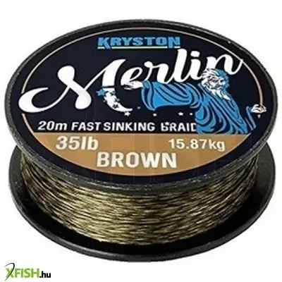 Kryston Merlin Fast Sinking Supple Braid Fonott Előkezsinór 15Lbs 20M Barna