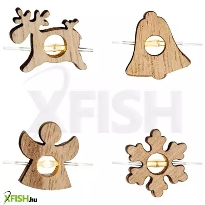 Dekorációs termékek home ml 23/ww micro led-es fényfüzér, 1,9 M / 20 db melegfehér led, rénszarvas, harang, angyal, hópehely fa figurákkal, átlátszó vezeték, elemes, beltéri kivitel