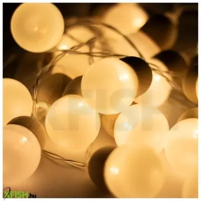 Dekorációs termékek home mlc20b led-es gömb fényfüzér, 20 melegfehér led, elemes, ~3m hossz, átlátszó vezeték, fa + műanyag
