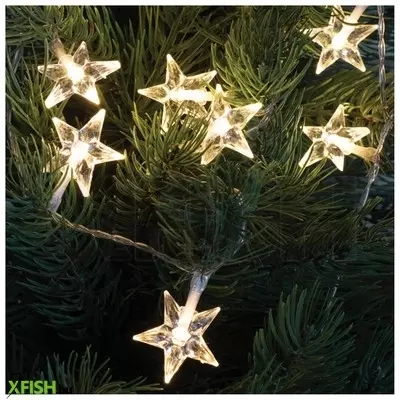 Dekorációs termékek home mlc 10/cs mini led-es csillag fényfüzér, 0,9 M / 10 db melegfehér led, állófényű, átlátszó vezeték, elemes, beltéri kivitel