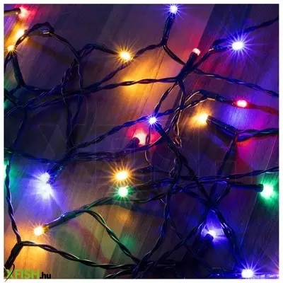 Dekorációs termékek home mlc 58/m mini led-es fényfüzér, 4,9 M / 50 db színes led, 8 fényprogram, zöld vezeték, elemes, kül- és beltéri kivitel