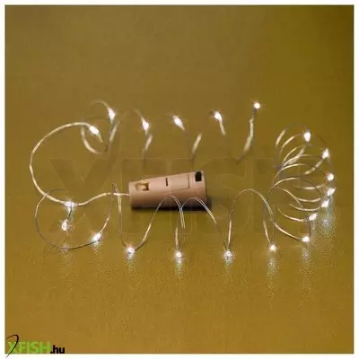 Home mld 20/ww micro led-es fényfüzér, 2 M / 20 db melegfehér micro led, állófényű, átlátszó vezeték, gombelemes, dugó alakú elemtartó, beltéri kivitel