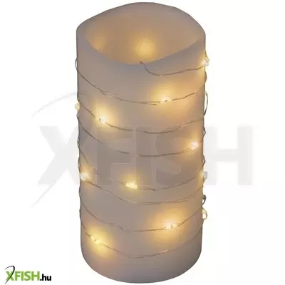 Home mlf 26/ww micro led-es fényfüzér, 2 M / 20 db melegfehér micro led, állófényű, átlátszó vezeték, időzíthető, gombelemes, lapos elemtartó, beltéri kivitel