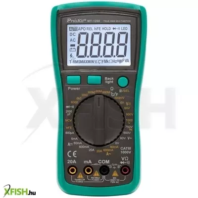 sma pro’skit mt-1280 professzionális multiméter, ac/dc áram, feszültség, ellenállás, frekvencia, kapacitás, hőmérséklet, dióda, tranzisztor mérése