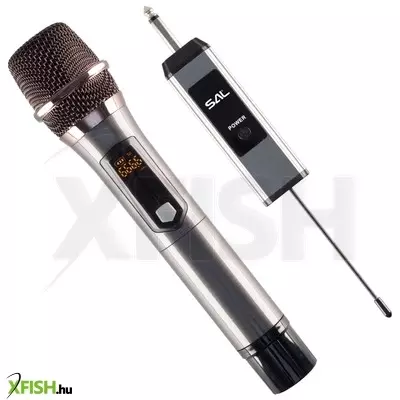 Sal mvn310 professzionális vezeték nélküli mikrofon szett, kb.40m hatótávolság, fém mikrofon és fém vevőegység, automatikus párosítás, elem nélküli működés, tölthető, 16 uhf csatorna a zavarmentes vételért