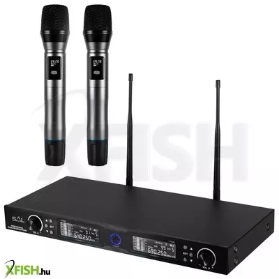 Sal mvn 910 vezeték nélküli mikrofonszett, digitális zajszűrés, 2x100 csatorna, ~140 M hatótáv, uhf frekvenciasáv, rack kompatibilis