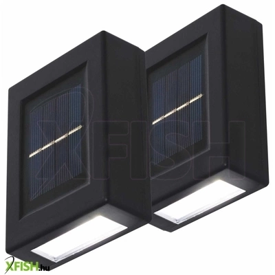 Home mx658 napelemes falilámpa szett, 2db-os szett, 2db hidegfehér led, cserélhető aa akkumulátor, fekete