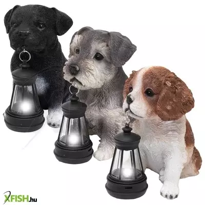 home mx672 napelemes kerti lámpa, kutyák lámpással, 1db melegfehér led, akkumulátor, műgyanta, 6 db-os display