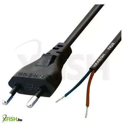 use home n 2/vde hálózati csatlakozókábel, 1,5 m, h03vvh2-f 2x0,75 mm2 kábel, ónozott véggel, max.500w, fekete