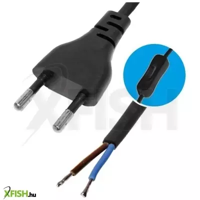 Use home n 2k-2/bk hálózati csatlakozókábel kapcsolóval, 2 m, h03vvh2-f 2x0,75 mm2 kábellel, egypólusú kapcsolóval, max.460w, fekete