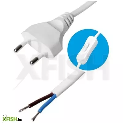 use home n 2k-2/wh hálózati csatlakozókábel kapcsolóval, 2 m, h03vvh2-f 2x0,75 mm2 kábellel, egypólusú kapcsolóval, max.460w, fehér