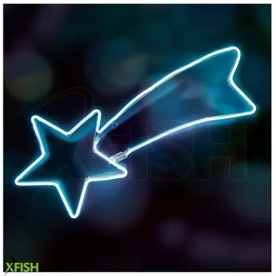 Dekorációs termékek home neon 1 hullócsillag figura, led-es neon fény, két oldalú, fém váz, ip44, kültéri, beltéri, jégkék