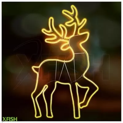 Dekorációs termékek home neon 4 szarvas figura, led-es neon fény, két oldalú, fém váz, ip44, kültéri, beltéri, napsárga