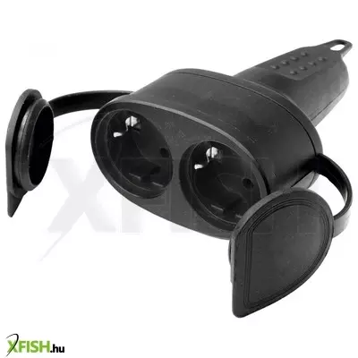 Home nga 02 földelt dupla aljzat egyenes kábelvezetéssel, 2 aljzat gyermekvédelemmel, kül- és beltéren is használható, max. 3680 w, fekete