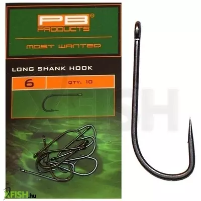 Pb Products New Long Shank Hook Size 4, Dull Finish Brown Color, 10 Darab Bojlis Horog
