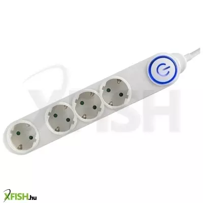 Home nv 04tk/wh talpkapcsolós elosztó világító kapcsolóval, 1,5 m, h05vv-f 3g1,0 mm2 kábel, 4 aljzat gyermekvédelemmel, max. 3500w, fehér