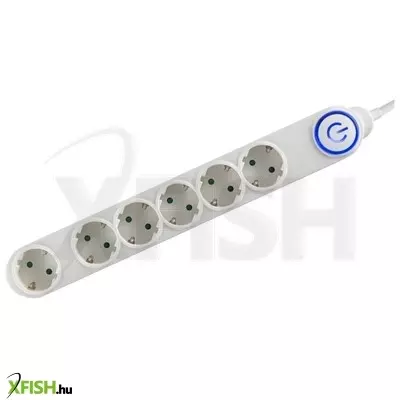 Home nv 06tk/wh talpkapcsolós elosztó világító kapcsolóval, 1,5 m, h05vv-f 3g1,0 mm2 kábel, 6 aljzat gyermekvédelemmel, max. 3500w, fehér