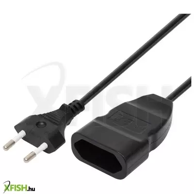 Home nv 12-5/bk euro kéteres hosszabbító, 5 m,  h03vvh2-f 2x0,75 mm2 kábel, 250v~/2,5a/max.575w, fekete színű