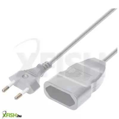 Home nv 12-5/wh euro kéteres hosszabbító, 5 m,  h03vvh2-f 2x0,75 mm2 kábel, 250v~/2,5a/max.575w, fehér színű