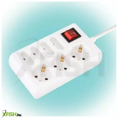 home nv 17/wh hálózati elosztó, 1,5 m, h05vv-f 3g1,0 mm2 kábel, kapcsolós, ip20 kivitel, 3 védőérintkezős és 4 euro aljzat, max. 3500w, fehér