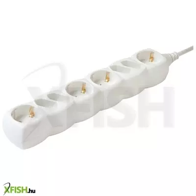 Home nv 18/wh hálózati elosztó, 1,5 m, h05vv-f 3g1,0 mm2 kábel, ip 20 kivitel, 4 védőérintkezős és 4 euro aljzat, max. 3500w, fehér