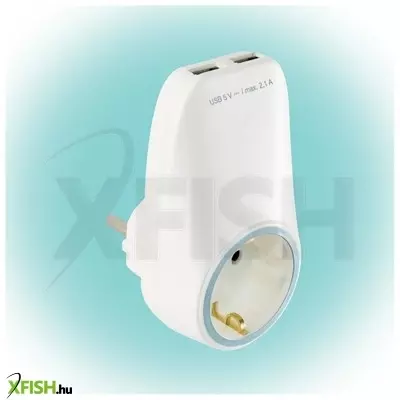 Home nv 2100 USB hálózati aljzat USB töltőaljzatokkal, 2xusb töltőaljzat 5v/max.2,1a, földelt hálózati aljzat gyermekvédő zsaluval