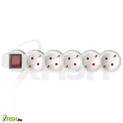 Home nv 5k/wh hálózati elosztó, 1,5 m, h05vv-f 3g1,0 mm2 kábel, kétpólusú kapcsoló, ip20 kivitel, 5 védőérintkezős aljzat, max. 3500w, fehér