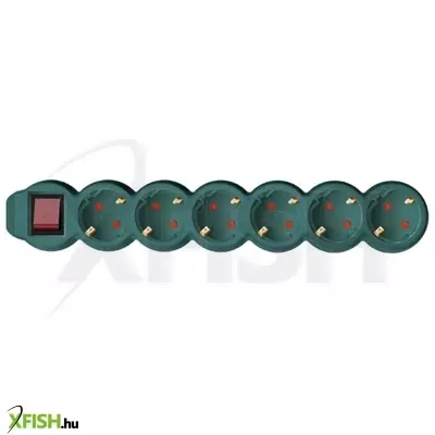 Home nv 6k-3/gr/1,5 hálózati elosztó, 3 m, h05vv-f 3g1,5 mm2 kábel, kétpólusú kapcsoló, ip20 kivitel, 6 védőérintkezős aljzat, max. 3500w, zöld