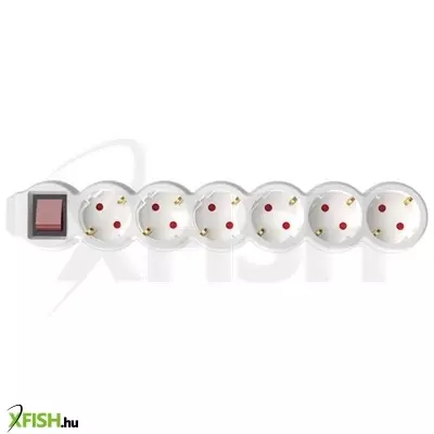 Home nv 6k/wh hálózati elosztó, 1,5 m, h05vv-f 3g1,0 mm2 kábel, kétpólusú kapcsoló, ip20 kivitel, 6 védőérintkezős aljzat, max. 3500w, fehér