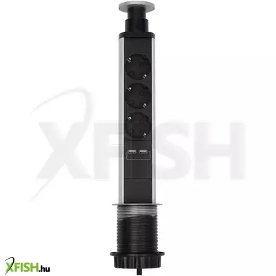 Home nve 3/usb süllyesztett elosztó USB töltőaljzatokkal, 1,4 m, 3 földelt aljzat gyermekvédelemmel, asztalba, munkalapba építhető, süllyeszthető, max. 3680 W