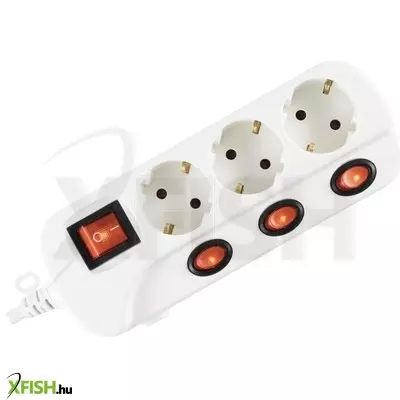 Home nvk 03k-3/wh/1,5 hálózati elosztó, 3 m, h05vv-f, 3g1,5 mm2 kábel, kapcsolós, 3 aljzat gyermekvédelemmel, max. 3500w, fehér